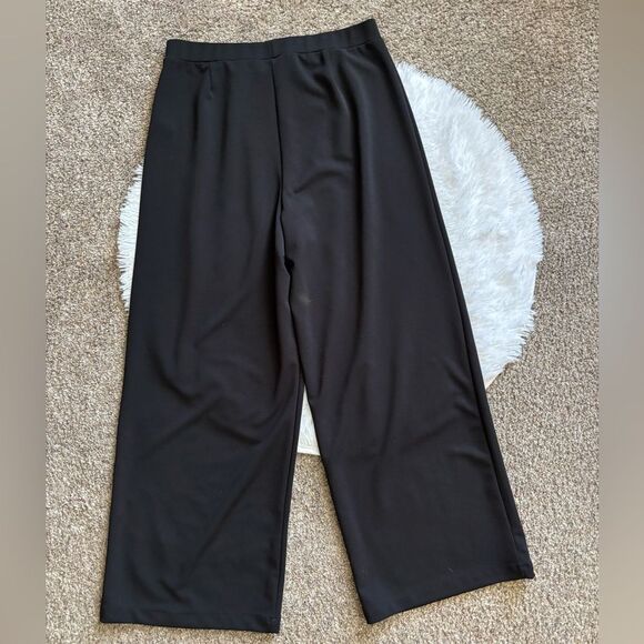 Asos Design Pants Pull On Wide Leg New Black Stretchy Womens Size 12 - Picture 2 of 7